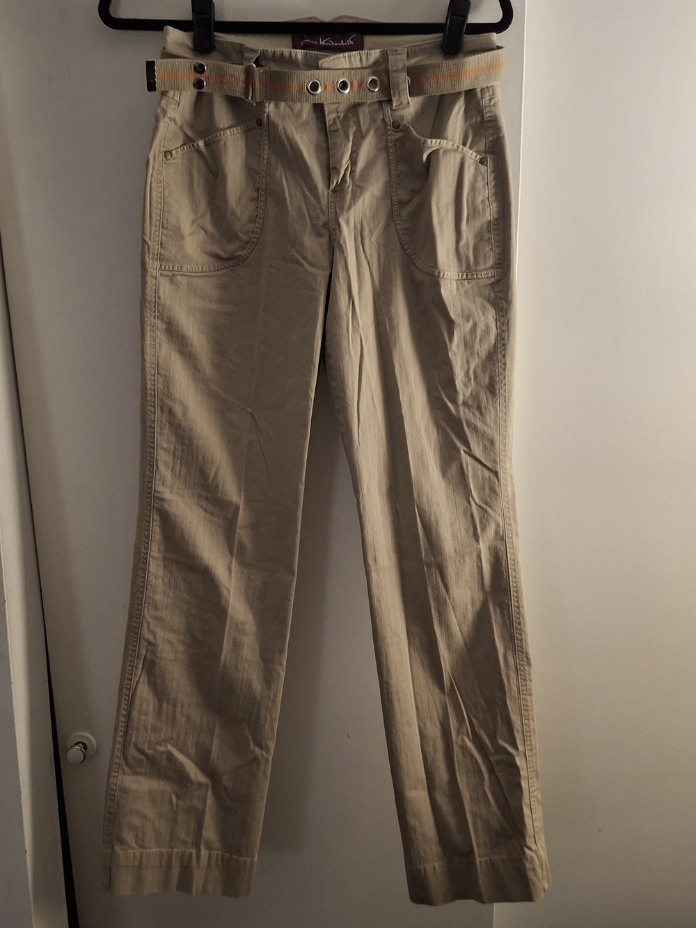 Gloria Vanderbilt Women's Beige Casual Pants with Belt